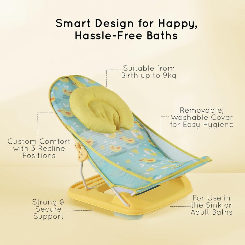 Nuluv Premium Baby Bather - Foldable Bath Chair for Newborns and Infants (Sunshine) - Image 4